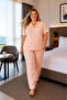 Women's Oversize Milan Fabric Buttoned Pajamas Set 3184 - 3
