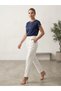 White Elastic Waist Lace-Up Comfortable (Classic/Carrot) Cut High Waist Double Fabric Trousers - 2