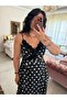 Lace Detailed Polka Dot Patterned Belted Tulle Midi Dress - 5