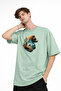 Bear2 - تي شيرت كبير الحجم باللون الأخضر المائي