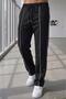 Men's Black Lisbon Double Ribbed Wide Leg Sweatpants