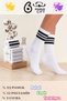 6 Pairs of Cotton Long Unisex White Sports Socks with Striped Pattern Tennis Size Men's Women's Socks