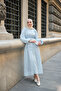 Women's Balloon Sleeve Waist Tie Dress Blue - 2