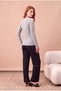 Women's Gray Melange Viscose Long Sleeve Side Gather Detailed Blouse Noemia - 4