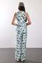 Turquoise Patterned Blouse Trouser Set 05185 - 5