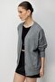 Mixray Long Ribbed Knit Cardigan with V-Neck and Button Closure - 6