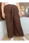 Women's Black Elastic Waist, High Waist, Loose Cut, Wide Leg Trousers 36-46 Size - 5