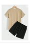 T-Shirt Shorts - T-Shirt with Shorts, Printed Crew Neck Top and Bottom Set - 2