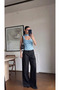 Women's Polka Dot Premium Corset Blouse with Scarf