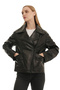 Black 132 Natural Leather Women's Leather Coat - 2