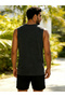 Men Charcoal Printed Round Neck Tank and Shorts Co-Ords - 2