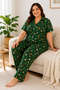 55806-26 Plus Size Women's Pajamas Set 3Xl-5Xl Short Sleeve Buttoned Patterned Comfortable Home Wear Set - 4