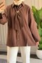 6463 - Stylish Comfortable Tie-Detail Woven Peach Fabric Women's Shirt - 7