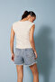Stitched Detail Cotton Top Beige - 4