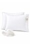 2PC 100% Goose Feather Pillow with Double Piping 50x70x3 cm | 233 TC Cotton Shell | Premium Cotton Comfort with Plush Filling, 1300g