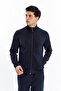 Ar-Ma Men's Full Zipper Sweatshirt, Unprinted, Basic Fleto, Zipper Pocket, Stand Collar, Knitted Fabric, Slim Fit - 3
