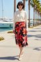 Women's Plus Size Midi Beach Skirt Floral Patterned 100% Viscose Relaxed Fit Summer Collection Casual Stylish - 3