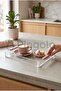 Mat Rose Powder Transparent Acrylic Presentation Tray with Handle 20X23Cm (1 Piece) - 3