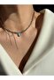 Lusora Accessory Handmade Blue Dangle Detail Steel Choker Necklace