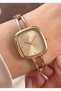 Women's Gold Metal Cord Square Case Gold Dial Wristwatch with 2 Years Warranty