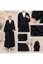 Women's Black Bow Tie Detail Hijab Skirt and Shirt Double Set - 3