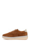 Women's Tan Lace-Up Suede Leather Sneaker 26Pfd511410 - 3