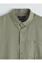 Özmarka New Season Khaki Regular Fit Linen Blend Men's Shirt - 6