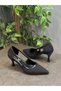 Black Satin Open-Sided Heeled Shoes - 8