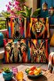 African Animals Patterned 4-Piece Throw Pillow Cover Set