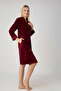 Women's Collared Sleeves Embroidered Zippered Bamboo Cotton Dressing Gown - 3