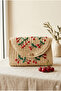 Beige Cherry Patterned Straw Bag 19X27 Cnt1106 - 2