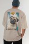 For Dog Lovers 68 Back Dog Printed Beige Oversize T-Shirt 100% Cotton Unisex Dog Lover Premium Design - 6