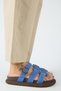 Borde Women's Genuine Leather Scarf and Buckle Nubuck Blue Slippers