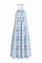 Halter Neck Backless Maxi Length Woven Blue Dress - 4