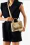 Women's Charm Gift Gold Detailed Handbag and Cross Shoulder Bag Gold - 2