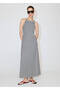 Askılı drape triko elbise - 2