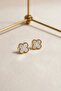 Women's Ecru Clover Figured Gold Edged Earrings