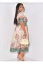 Fabric Model Button Detailed Lined Dress (Belt Included)-2508 - 4