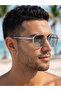 Pilot Silver Sunglasses Metal Frame Gray Glass Tinted 54-19-147