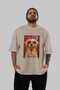 For Dog Lovers 51 Front Dog Printed Beige Oversize T-Shirt 100% Cotton Unisex Dog Lover Premium Design - 5