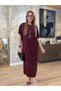 Women's Short Sleeve Crew Neck Shoulder Button Long Viscose Two Thread Dress - 5
