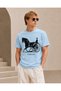 Men's Oversize T-Shirt Horse and Carrots Printed 100% Cotton T-Shirt Comfortable Fit