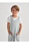 Linen V-Neck Children's Embroidered Jumpsuit 2-7 Years Blue