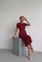 Tie-Up Double Slit Polka Dot Wrinkled Fabric Women's Dress 125 cm - 2