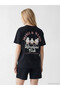 Black Mimisneko Printed 100% Cotton Women's T-Shirt - 4