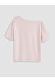 Pink Boat Neck Oversize Soft Touch Women's T-Shirt - 5
