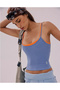 Double Strap Crop Bustier with Internal Support - Gray Blue and Neon Orange Combination - 3