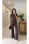 Md Frols Coffee Short Sleeve Trouser Suit