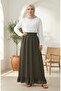 Elastic Waist Floral Patterned Skirt 0311-02 Khaki