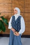 Women's Beaded Embroidered Vest Skirt Denim Set - 5